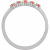 14K White Natural Pink Coral Cabochon Stackable Ring