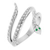 14K White Natural Emerald Snake Ring