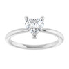 14K White Natural White Sapphire Heart Solitaire Ring