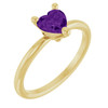14K Yellow Natural Amethyst Heart Solitaire Ring