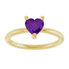 14K Yellow Natural Amethyst Heart Solitaire Ring