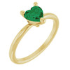 14K Yellow Lab-Grown Emerald Heart Solitaire Ring