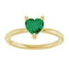 14K Yellow Lab-Grown Emerald Heart Solitaire Ring