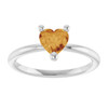 Platinum Natural Citrine Heart Solitaire Ring