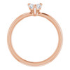 14K Rose Natural White Sapphire Heart Solitaire Ring