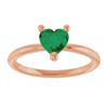 14K Rose Lab-Grown Emerald Heart Solitaire Ring
