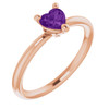 14K Rose Natural Amethyst Heart Solitaire Ring