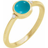 14K Yellow Natural Turquoise & .03 CTW Natural Diamond Ring