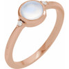 14K Rose Natural Rainbow Moonstone & .03 CTW Natural Diamond Ring