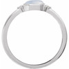 14K White Natural Rainbow Moonstone & .03 CTW Natural Diamond Ring