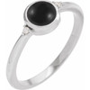 14K White 8 mm Round Natural Black Onyx & .03 CTW Natural Diamond Ring