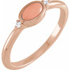 14K Rose Natural Pink Coral & .03 CTW Natural Diamond Ring