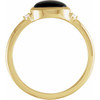 14K Yellow10x8 mm Round Natural Black Onyx & .03 CTW Natural Diamond Ring