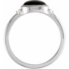 Sterling Silver10x8 mm Round Natural Black Onyx & .03 CTW Natural Diamond Ring