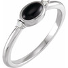 Sterling Silver 5x3 mm Round Natural Black Onyx & .03 CTW Natural Diamond Ring