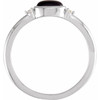 14K White 5x3 mm Round Natural Black Onyx & .03 CTW Natural Diamond Ring