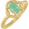 14K Yellow Natural Green Chrysoprase Snake Ring