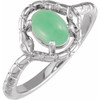 Platinum Natural Green Chrysoprase Snake Ring