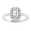 14K White Natural White Sapphire & 1/5 CTW Natural Diamond French-Set Halo-Style Ring