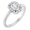 Sterling Silver Natural White Sapphire & 1/5 CTW Natural Diamond French-Set Halo-Style Ring