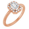14K Rose Natural White Sapphire & 1/5 CTW Natural Diamond French-Set Halo-Style Ring