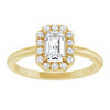 14K Yellow Natural White Sapphire & 1/5 CTW Natural Diamond French-Set Halo-Style Ring