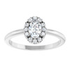 14K White Natural White Sapphire & 1/10 CTW Natural Diamond French-Set Halo-Style Ring
