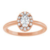 14K Rose Natural White Sapphire & 1/10 CTW Natural Diamond French-Set Halo-Style Ring