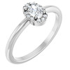 Platinum Natural White Sapphire & .05 CTW Natural Diamond French-Set Halo-Style Ring