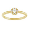 14K Yellow Natural White Sapphire & .03 CTW Natural Diamond French-Set Halo-Style Ring
