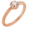14K Rose Natural White Sapphire & .03 CTW Natural Diamond French-Set Halo-Style Ring