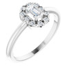Platinum Natural White Sapphire & 1/8 CTW Natural Diamond French-Set Halo-Style Ring