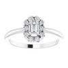 14K White Natural White Sapphire & 1/8 CTW Natural Diamond French-Set Halo-Style Ring