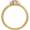 14K Yellow Natural Pink Tourmaline & Cultured White Seed Pearl Halo-Style Ring
