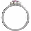Platinum Natural Pink Tourmaline & Cultured White Seed Pearl Halo-Style Ring