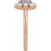 14K Rose Natural Tanzanite & Cultured White Seed Pearl Halo-Style Ring