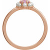 14K Rose Natural Pink Tourmaline & Cultured White Seed Pearl Halo-Style Ring