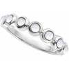 Platinum Cabochon Natural Rainbow Moonstone Stackable Ring
