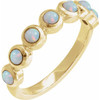 14 Karat Yellow Gold Cabochon Natural White Opal Stackable Ring