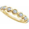 14K Yellow Cabochon Natural White Opal Stackable Ring