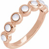 14K Rose Cabochon Natural Rainbow Moonstone Stackable Ring