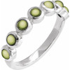 14K White Cabochon Natural Peridot Stackable Ring