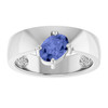 14K White Natural Tanzanite Asymmetric Solitaire Ring