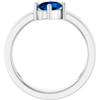14K White Lab-Grown Blue Sapphire Asymmetric Solitaire Ring