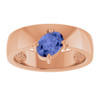 14K Rose Natural Tanzanite Asymmetric Solitaire Ring