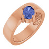 14K Rose Natural Tanzanite Asymmetric Solitaire Ring