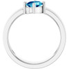 Sterling Silver Natural Blue Zircon Asymmetric Solitaire Ring
