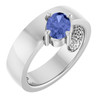 Sterling Silver Natural Tanzanite Asymmetric Solitaire Ring