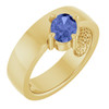 14K Yellow Natural Tanzanite Asymmetric Solitaire Ring
