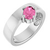 Sterling Silver Lab-Grown Pink Sapphire Asymmetric Solitaire Ring